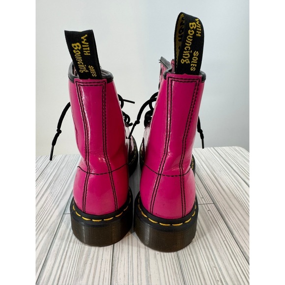 Dr Martens 1460W Hot Pink Patent Leather Lace Up Combat Boots Women's Size 6 - Picture 11 of 14